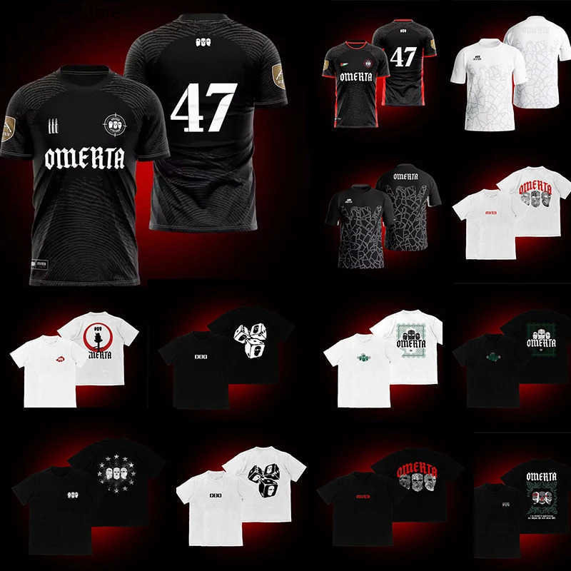 Men's T-Shirts Mens maillot omerta 47 t shirt men casual black white top y2k clothes football 2024 2025 T250219