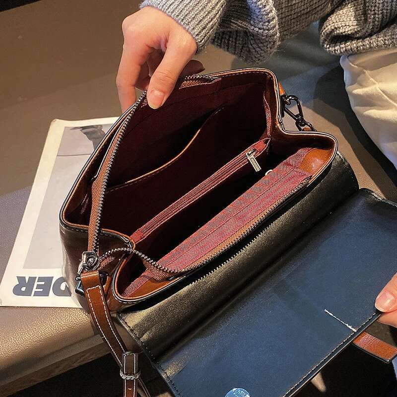 Burminsa Cowhide Genuine Leather Shoulder Bags For Women 2025 Designer Crossbody Purses Satchel Work Tote Ladies Handbags