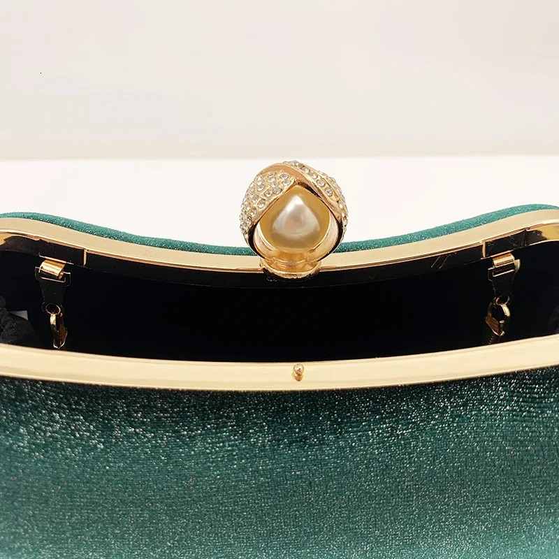 y n Women Evening Bags Green Clutch Purse Shoulder Two Chains Wedding Party Female Handbags Vintage Crossbody Bag 250218