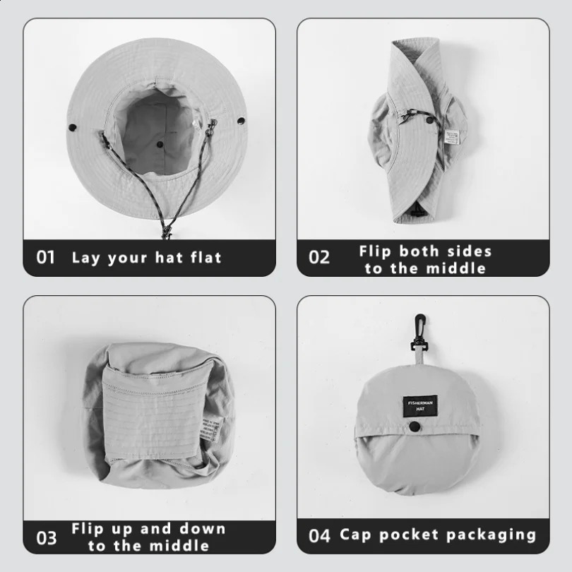 Waterproof Bucket Hat for Women 6cm Brim Sun Foldable Hangable Outdoor Hiking Camping Panama Caps Quick Drying Basin Cap 250117