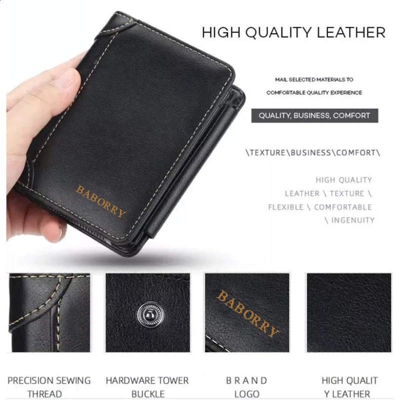 PU Leather Men Wallets High Quality y ner Zipper Short Large Capacity Coin Card Holder Male Purse Vintage 250218