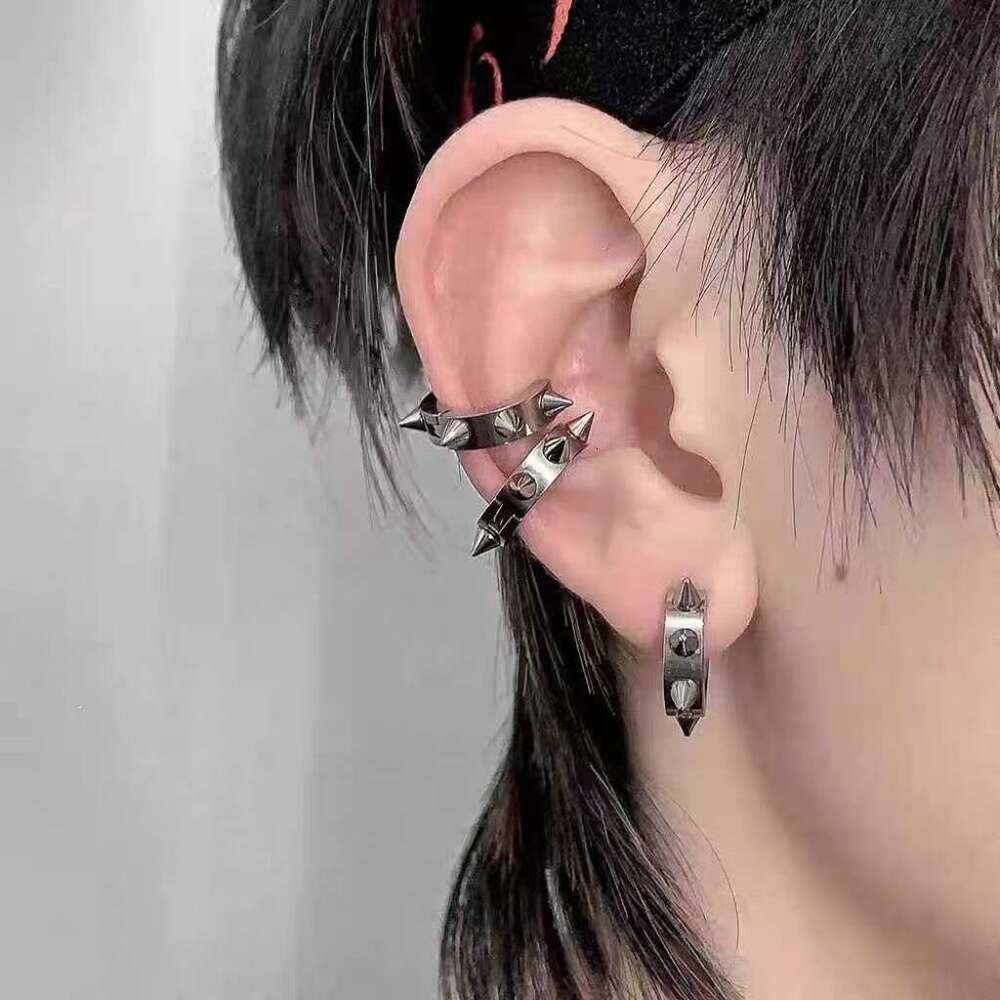 Riveted bone cochlear street dark punk pointed rivet, super cool clip, ear buckle, unisex earrings