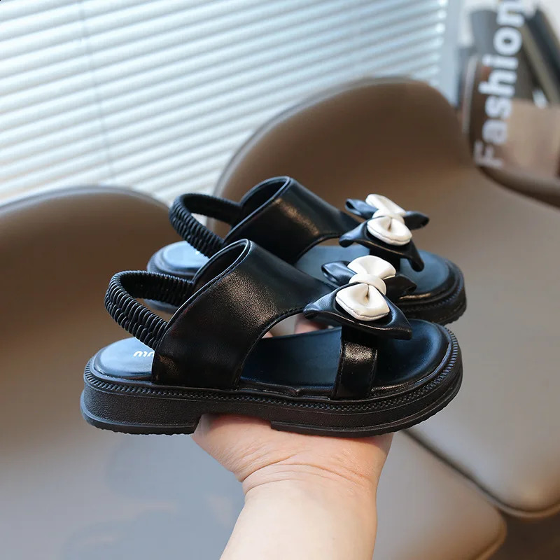 Summer Childrens Sweet Sandals for Girls Fashion Korean Style Soft Bottom Anti slip Unique Bow Cool Open Toe Beach Shoes 250219