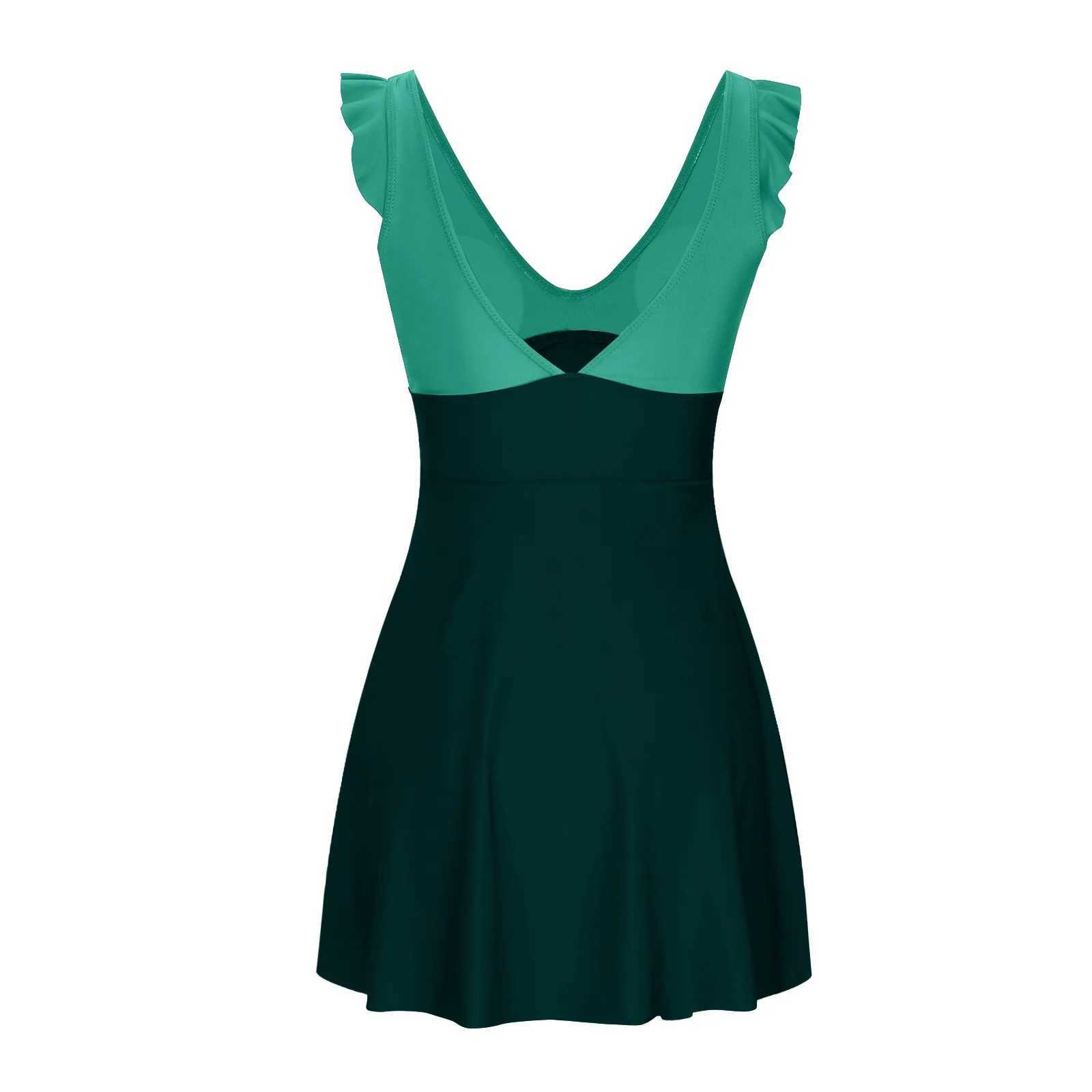 Womens Tankini swimsuit a pleated cross skirt V-neck control cut high waist swimsuit sexy two-piece swimsuit W250219