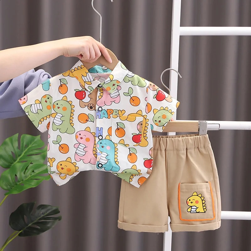 Children Clothing Fashionable Boys Clothes Set Summer Kids Sports Style Short Sleeve Shirt Shorts Two Piece Set 250218
