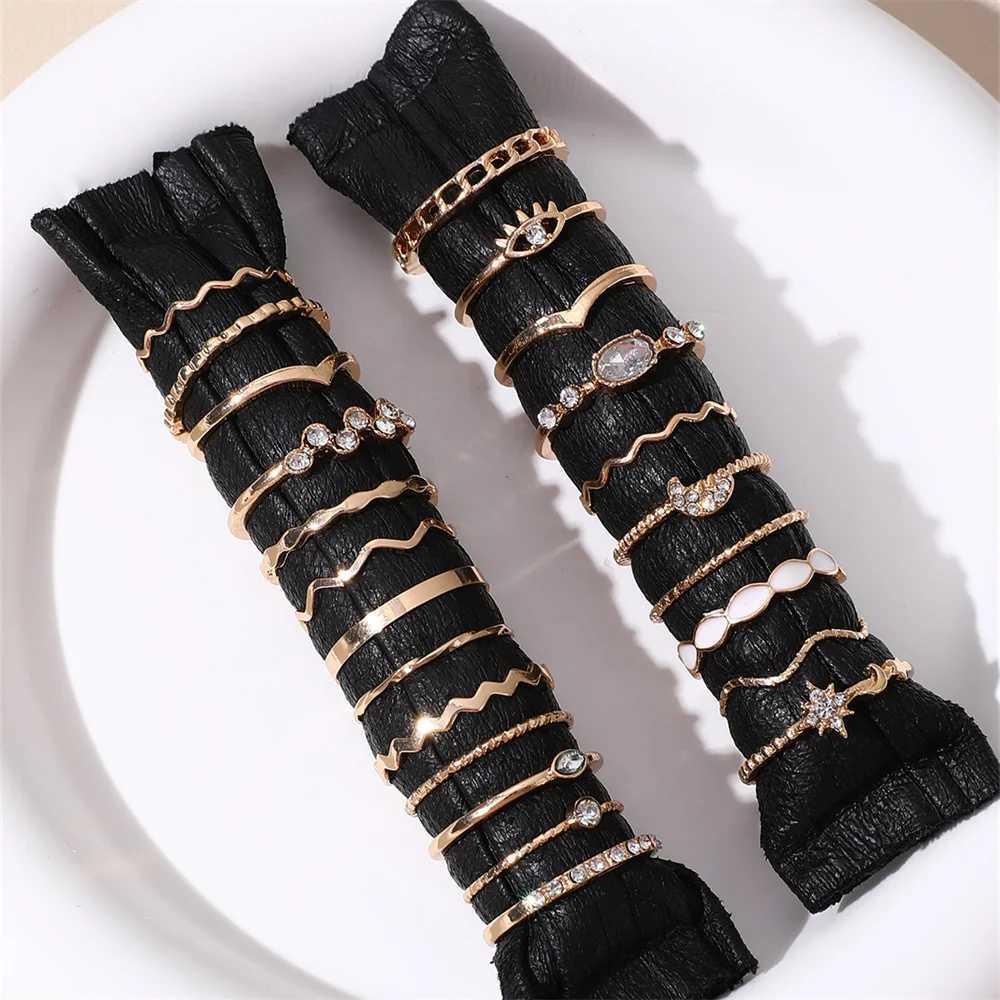23Pcs/Set Luxury Simulated Faux Pearls Eye Wave Star Moon Chain-Shaped Multi-Element Design Suitable Rings For Women Daily WearXJ250219