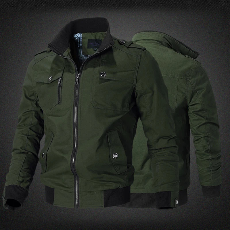 Mens Casual Jacket Fashion Windbreaker Coat Autumn Street Solid Cotton High Motorcycle Jackets 250214