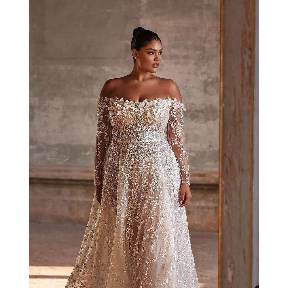 Gorgeous Wedding Dress A-e Off Shoulder Strapless Appliques Long Sleeve or-Length Bride Vestido De Noiva Customized