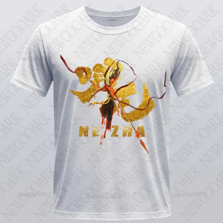 Movie T-shirt China Hero Nezha Printed Graphic Mens and Womens Cotton Casual Shirt Short Sleeve M250219