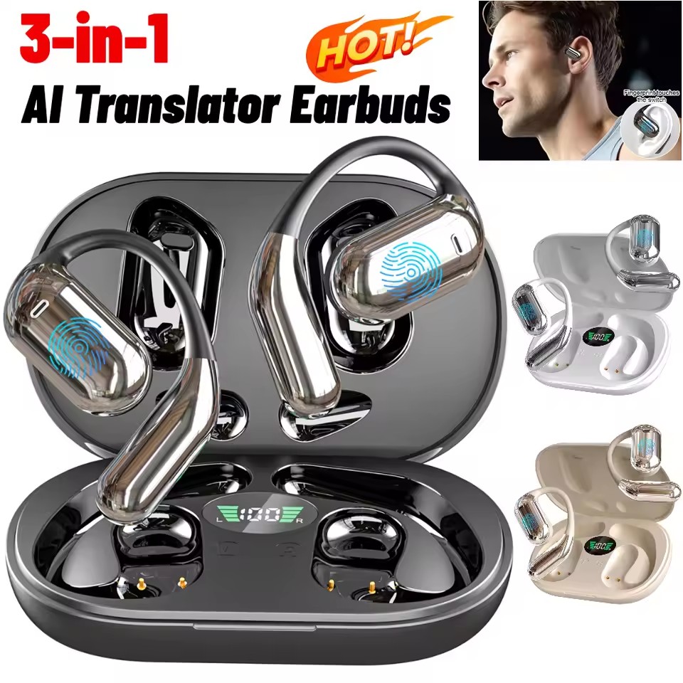 Translator Earbuds 144 Language Real-Time Translation Headphones Wireless BT HiFi Sound Earbud fit for Travel Learning