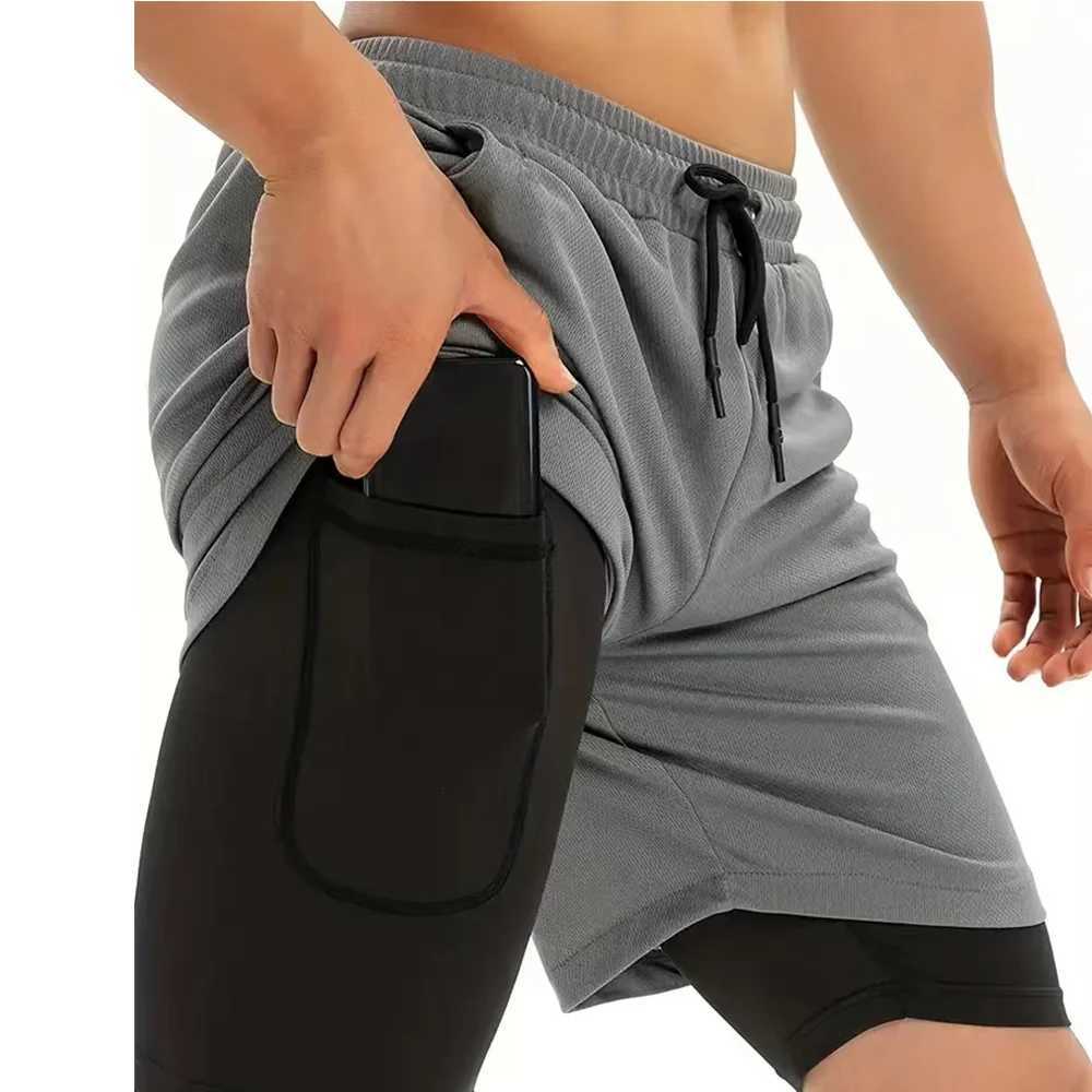 New Beach Mens Fitness Training Shorts Summer 2-inch Quick Drying Gym Running Double Layer Shorts Outdoor Sweatshirt Mens Shorts W250219