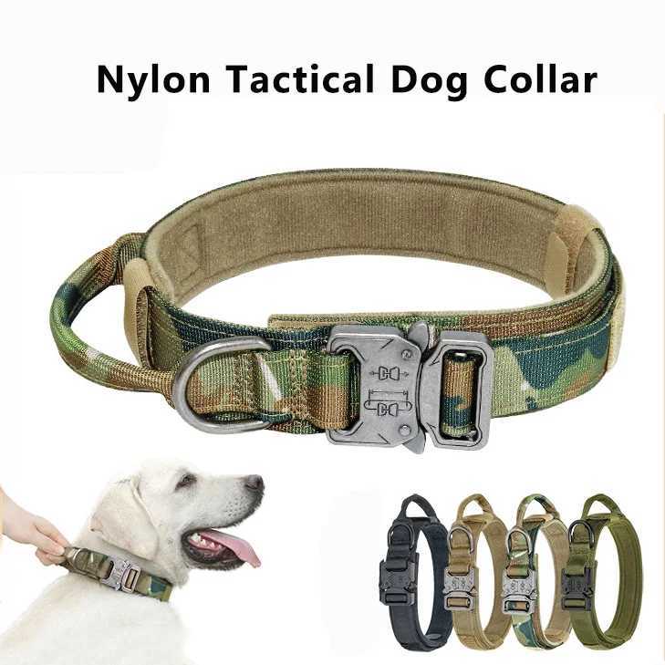 Nylon Tactical Dog Collar with Handle Adjustable and Durable Suitable for Medium Large Dogs Accessories Pet Items W250219