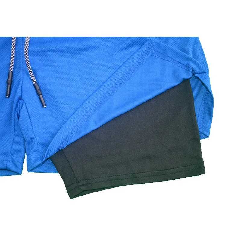 Running 2 in Double Layer Sports Shorts Casual Gym Workout Tight Shorts Brand Jogger Mesh Quick Drying Sportswear Summer W250219