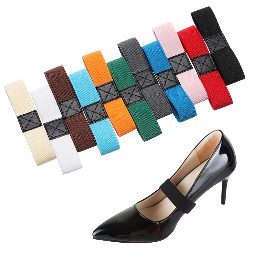 1 Pair High Elastic Shoe Straps Hold Loose Heels Shoes Band Antiloose for Girls Women Belts Solid Color Shoelaces 250219