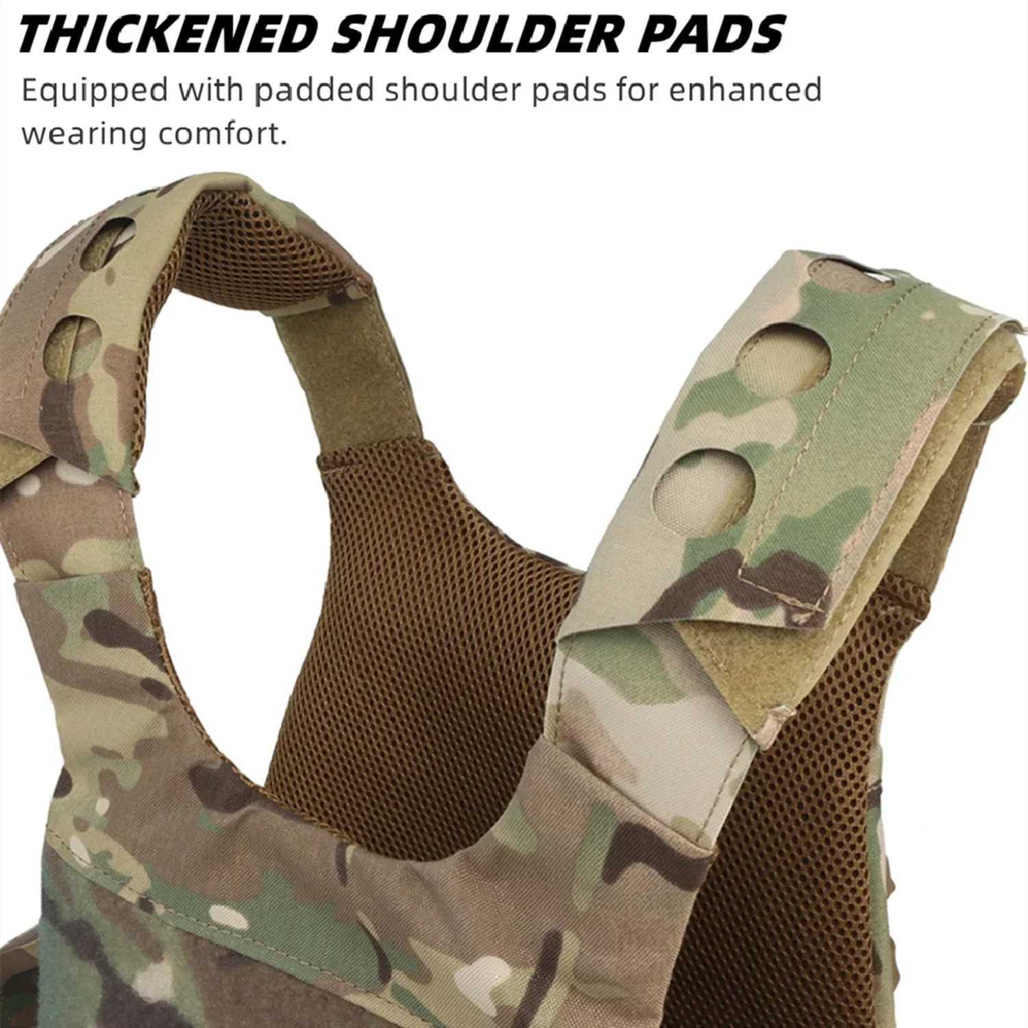 Low Profile MOLLE Plate Carrier Adult with Hook and Loop Cummerbund Security Vest with Side Elastic Holder for Hunting AirsoftXJ250219