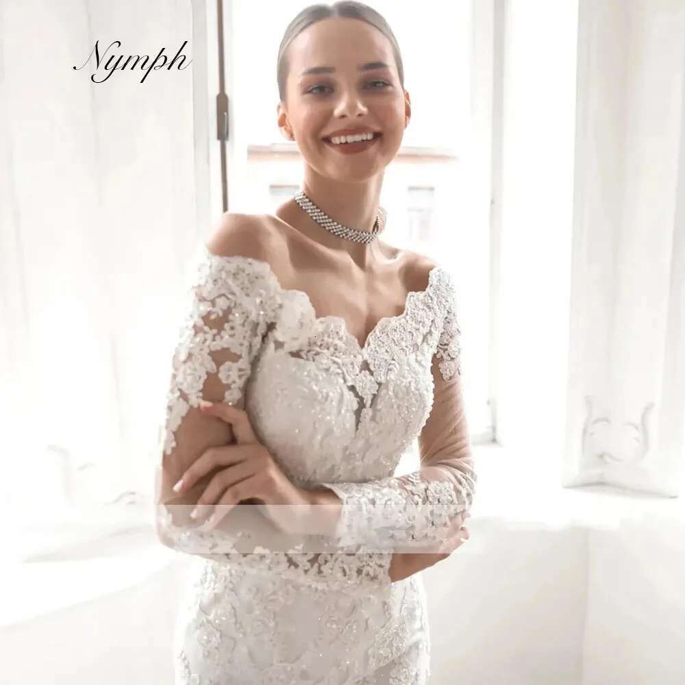 Customized Mermaid Wedding Dresses For Women Lace Sequins Bridal Gown Long Sleeves Skirt Detachable Train Dress