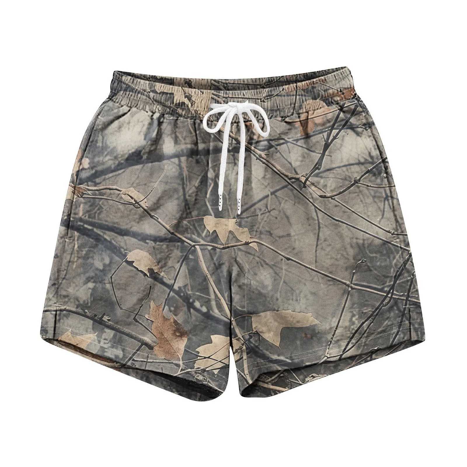 Men's Shorts 2024 Mens Casual Cotton Drawstring Summer Beach Athletic Camouflage Print Shorts z250219
