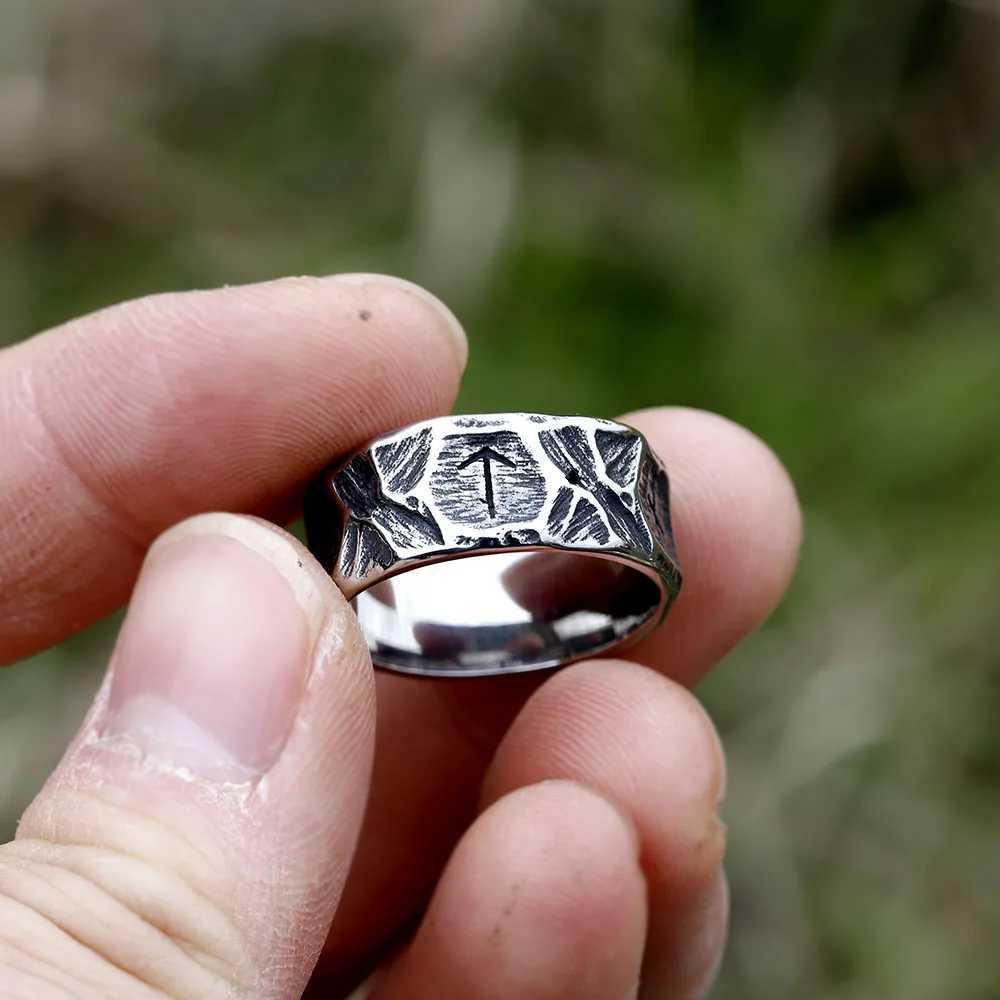 2023 NEW Vintage 316L Stainless Steel Viking rune Ring for Men steel Amulet retro fashion Jewelry FOR GIFT free shippingXJ250219