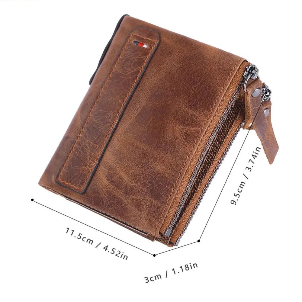 Mens wallet 100% genuine cowhide leather short card holder mens highquality y 250311