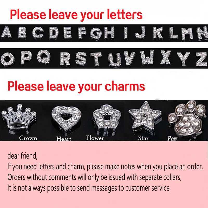 Personalized Dog Collar Sparkling Water Diamond DIY Name Small Cat Leather Collar Small Large Dog Collar Nameless Pet Accessories W250219
