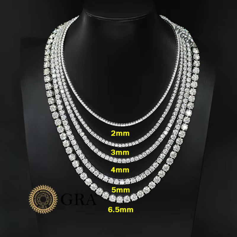 Wholesale Tennis Bracelet S Sterg Sier Chain k Gra Certified Gold Plated Moissanite Necklace