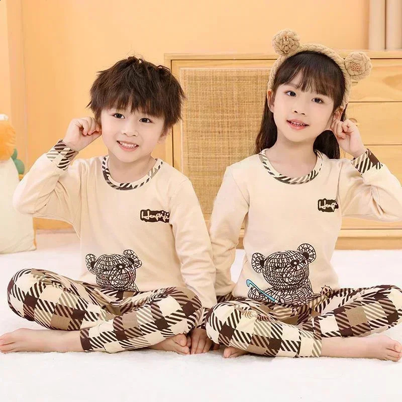 Baby Boys Pajamas Autumn Long Sleeved Childrens Clothing Sleepwear Teen Pajama Cotton Pyjamas Sets For Kids 6 8 10 12 14 Years 250218