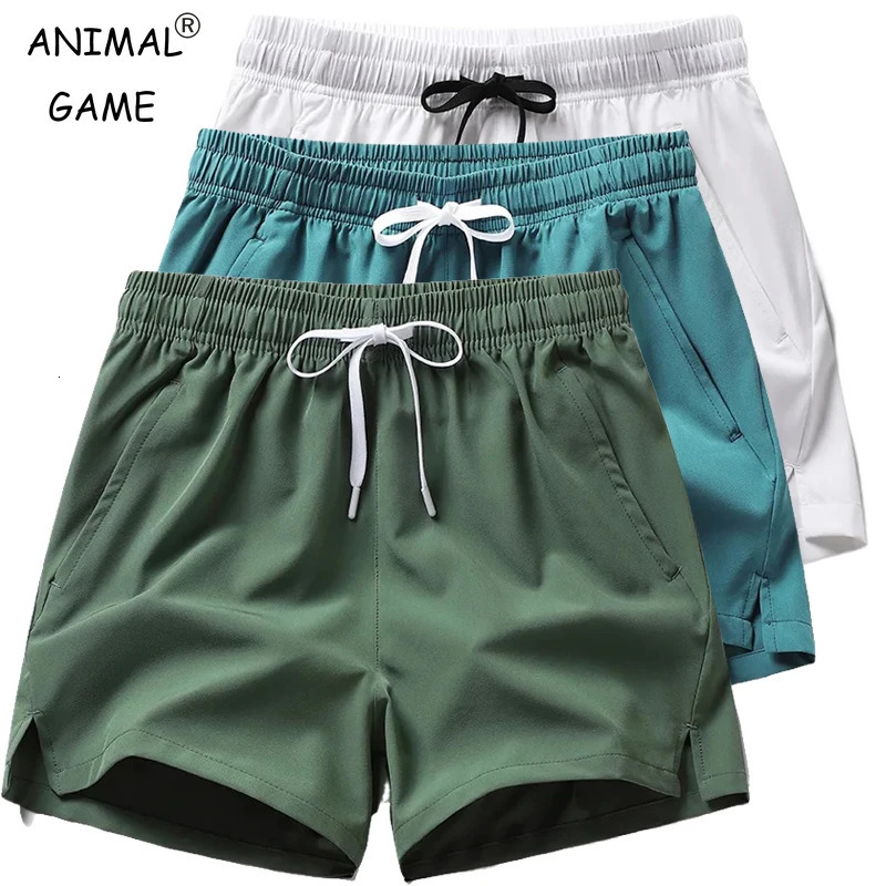 mens fitness lightweight sports pants summer casual pocket shorts basic solid color jogging beach 250219