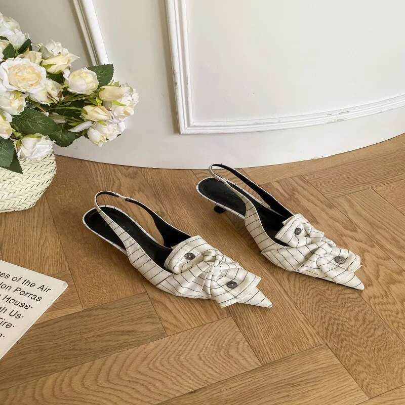 Fashion pointed toe women sgbacks low thin heel dress shoes