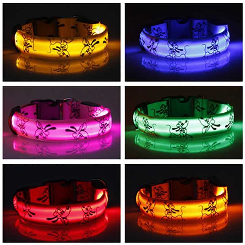 Cartoon Led Dog Collar Light For Large Dogs Medium Pets Night Safety Glowing Luminous Collar Dog Adjustable Dog Accessories W250219