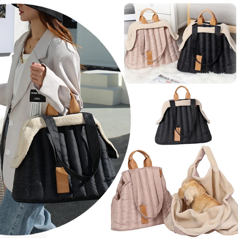 Pet Dog Bag Is Portable and Comfortable for Travel Handbag Winter Warm Removable Velvet Handbag Accesorios Para Perros 250217