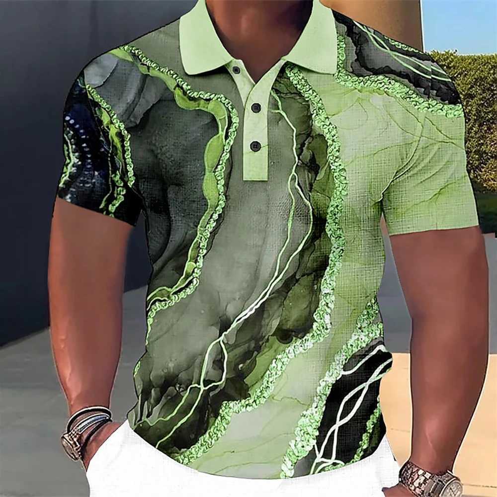 MenS Polo T-Shirt 3D Colorful Printed Fashionable MenS Clothing Summer Street Designer Short Sleeve Oversized Shirt And Blouse XJ250605