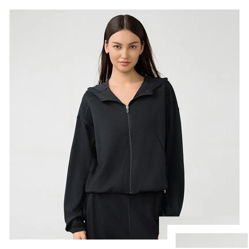 2025--Yoga Outfit Outfits Softstreme Hoodie Full Zip Women Autumn Winter Sports Sweater Loose Gym Jacket Fitness Short Plush Coat Sweatshi