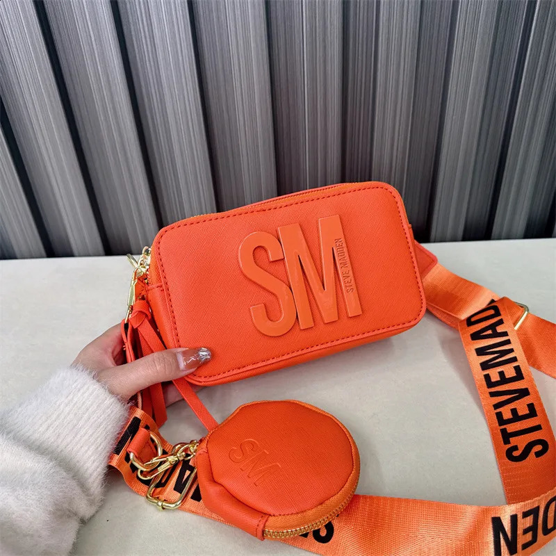 Ship from US SpringSummer Fashion Camera Bag with Wide Shoulder Strap Lettering Small Square Crossbody 250227FBB