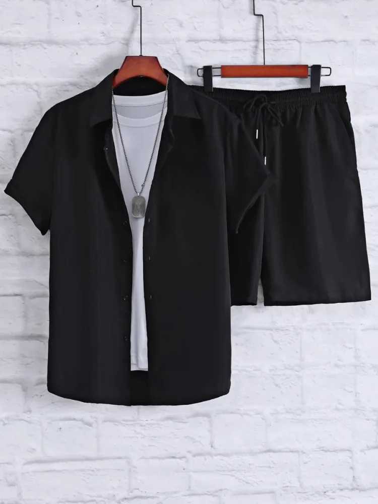2025 New Mens Short Sleeve Shirt And Shorts Set Summer Daily Fashion Mens Short Sleeves Urban Street Mens Casual ShortsXJ250218