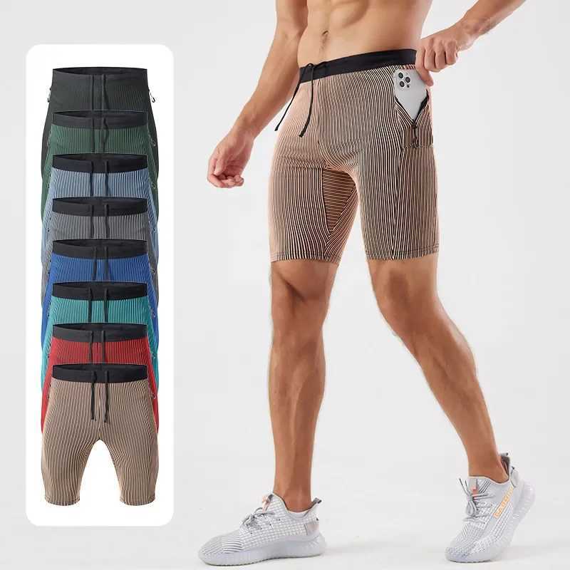 Quick drying outdoor running tight shorts mens sports fitness five point pants elastic breathable L training compression pants W250219