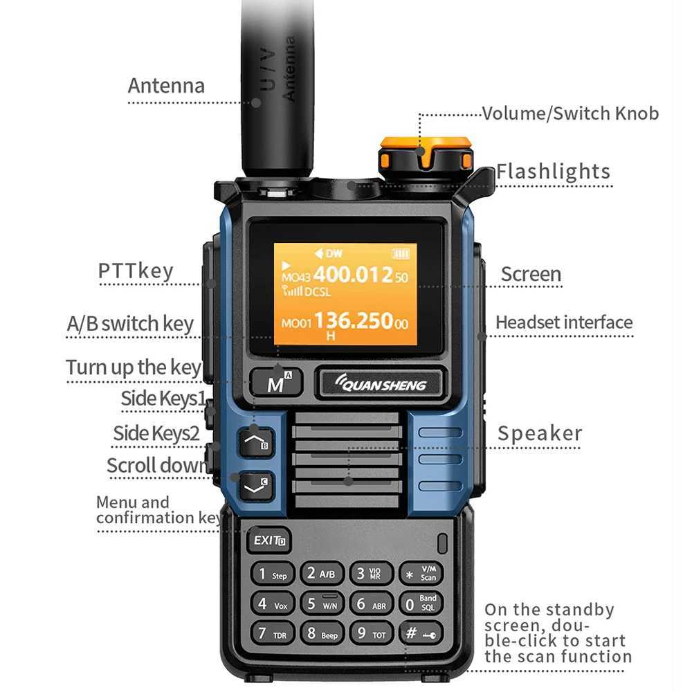 Quansheng UV-K6 Walkie Talkie 5W Air Band Radio Tyep C Charge UHF VHF DTMF FM Scrambler NOAA Wireless Frequency Two Way CB RadioXJ250219