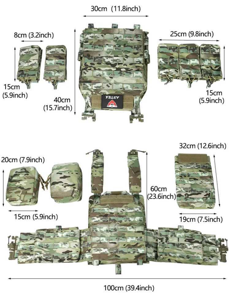 ARTEX Tactical Vest with Triple Magazine Pouch 1000D Nylon Fabric Quick Release 6094K Hunting Airsoft Combat AccessoriesXJ250219