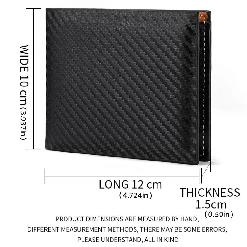 Carbon Fiber Short Wallet Mens Card Bag Integrated Zipper Change Holder 250218