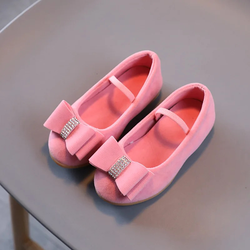 Little Girl Leather Shoes Simple Fashion Children Princess Shoes Solid Color Flats Causal Kids Versatile Bowtie Loafers Moccasin 250219