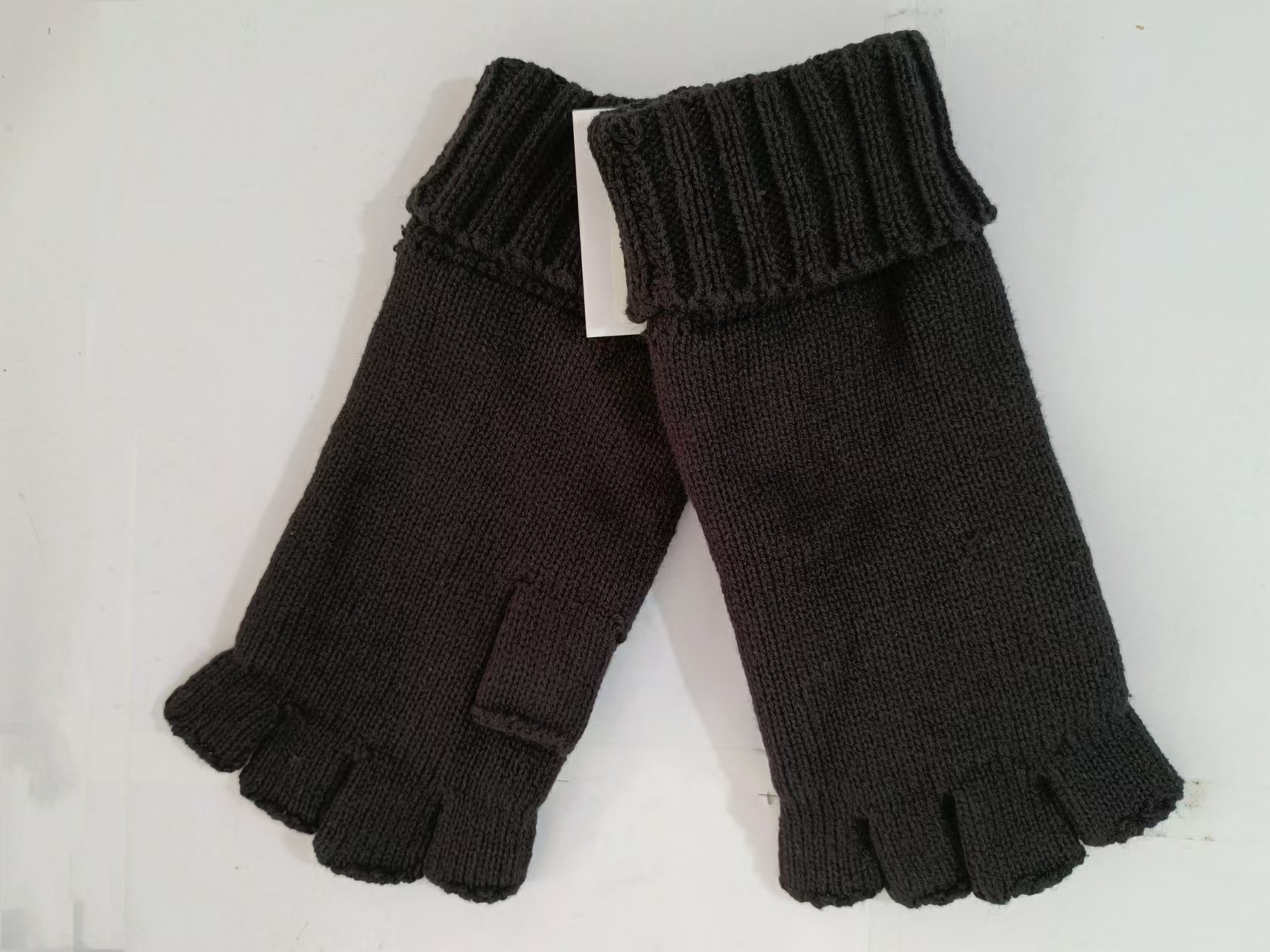 Men's fall and winter cotton nitrile blend padded warm half finger knitted gloves XYS003