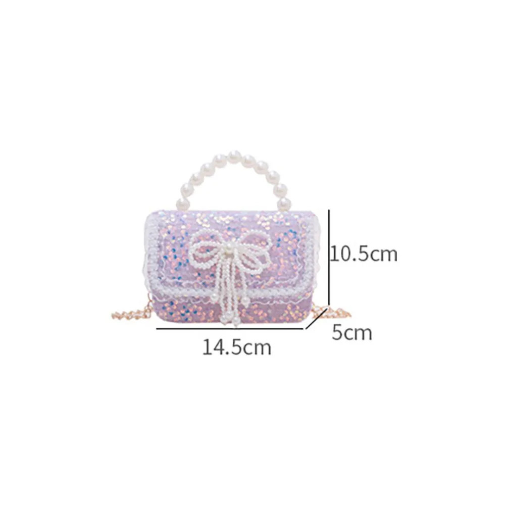 Korean Style Pearl Kids Handbag Lace Bow Princess Shoulder Messenger Bag Sequin Zero Wallet Pocket Pack 250219