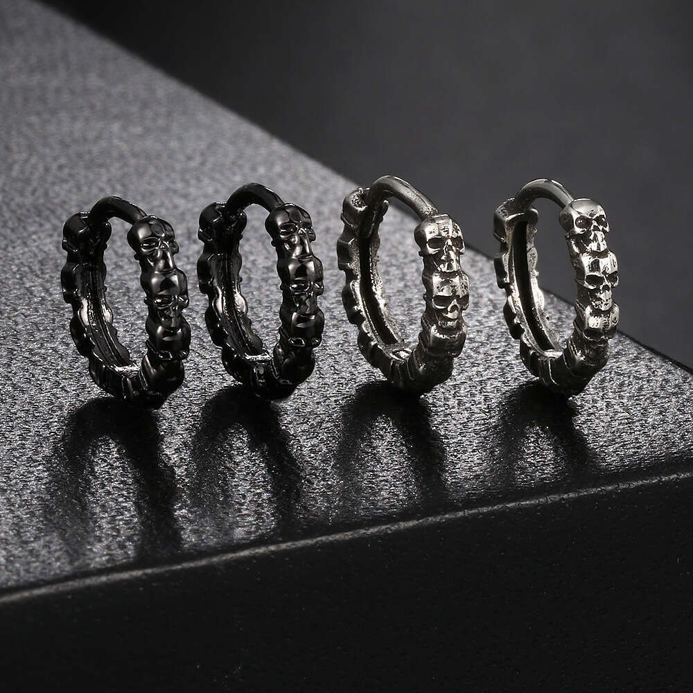 New punk style skull Halloween tricolor vintage Hiphop earrings