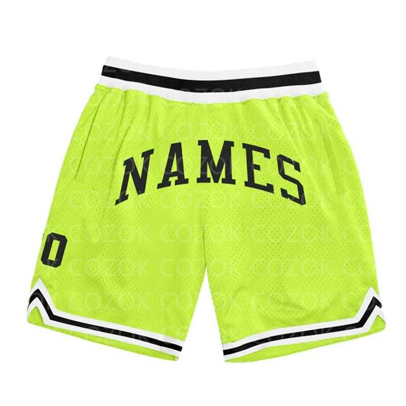 Men's Shorts Custom Fluorescent green black Authentic Basketball Shorts 3D Printed Men Shorts Your Name Mumber Quick Drying Beach Shorts z250219