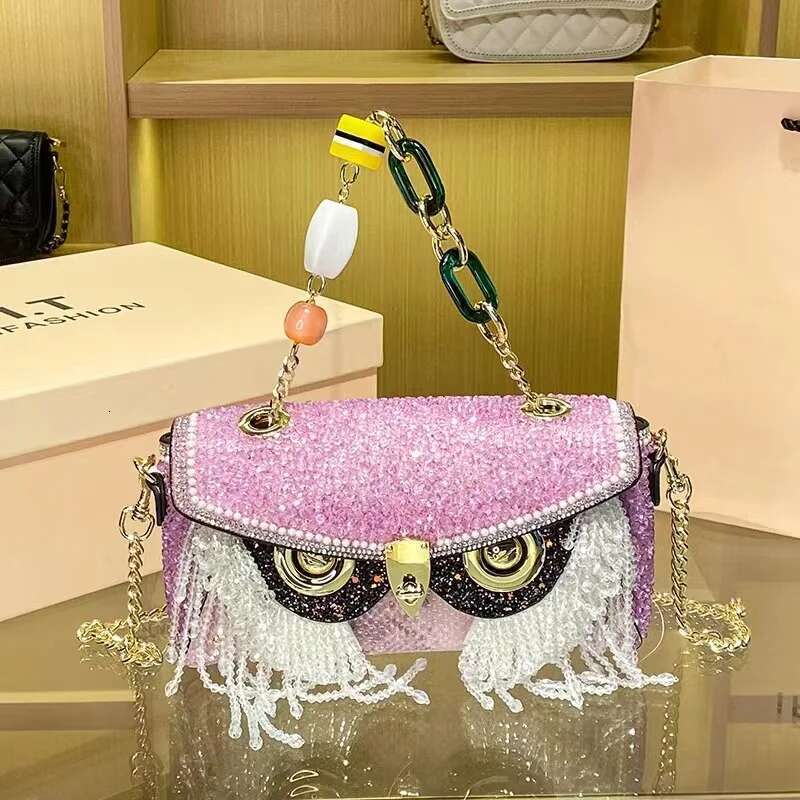 Beaded Tassel Square Women Handbag High Quality Textured Leather Evening Wedding Party Clutch Purse Crossbody Bag