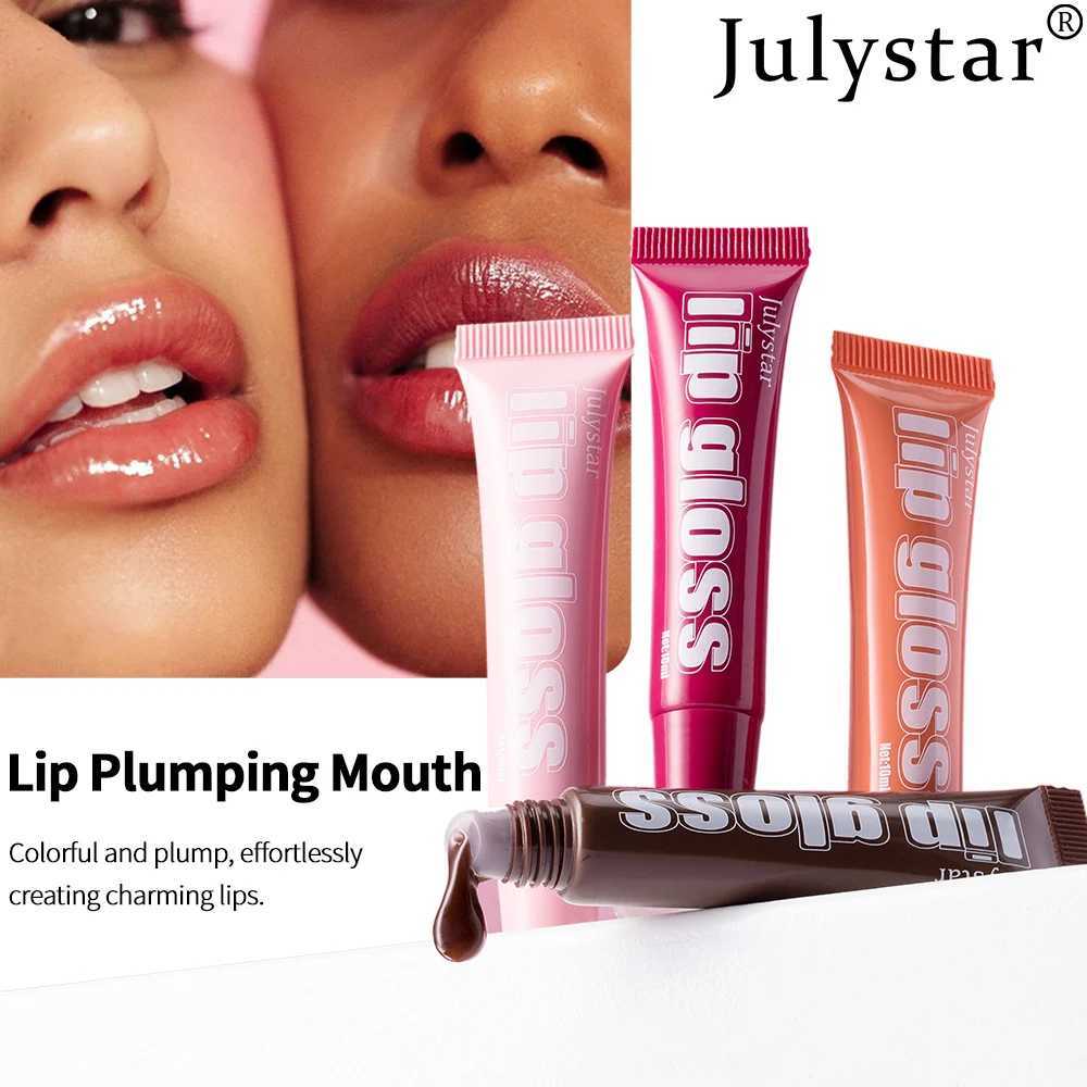 Julystar8 colors long-lasting moisturizing color plumping lip glaze watery transparent mirror hose lip oilW250219