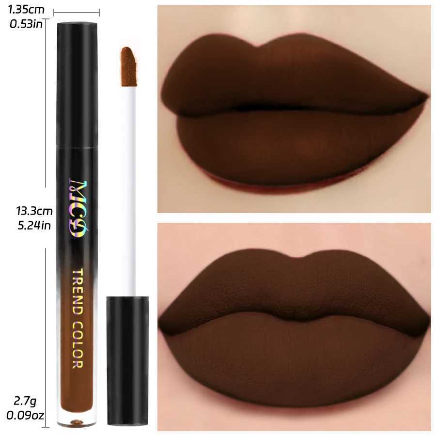 Rich pigment matte velvet brown lip color - non stick durable velvet smooth finish - moisturizing lip glue and lipstick MW250219