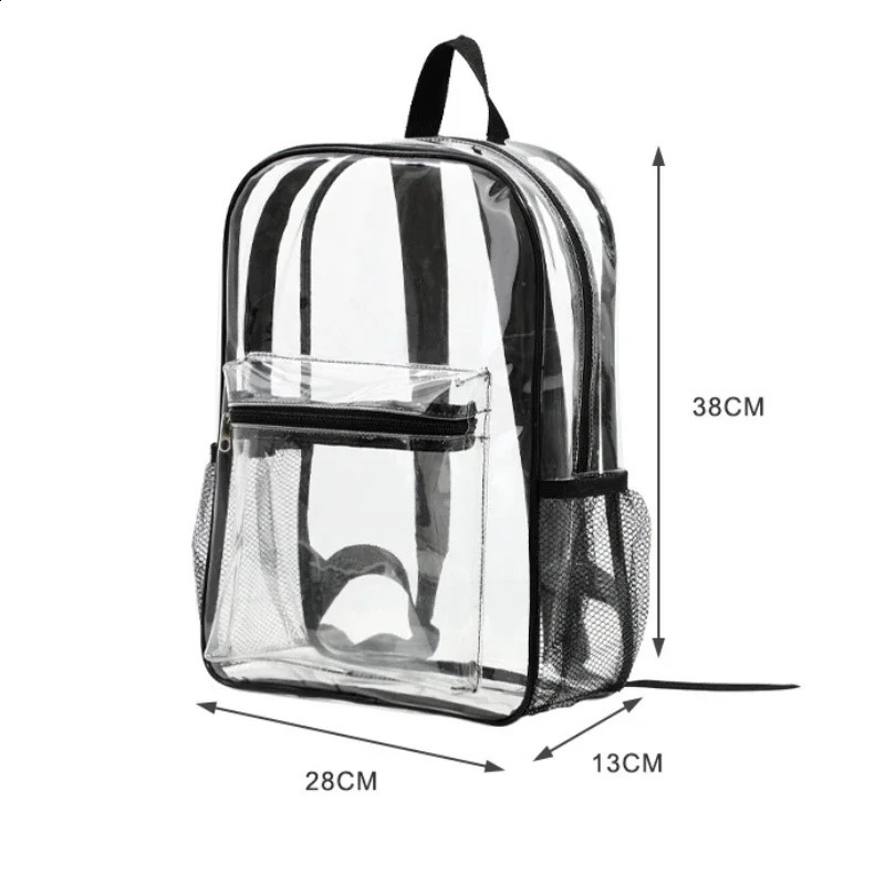 Large Capacity Transparent Backpack Casual Zipper Waterproof Clear Backpack School Bag Visible PVC Backpack Travel Bag for Women 250218