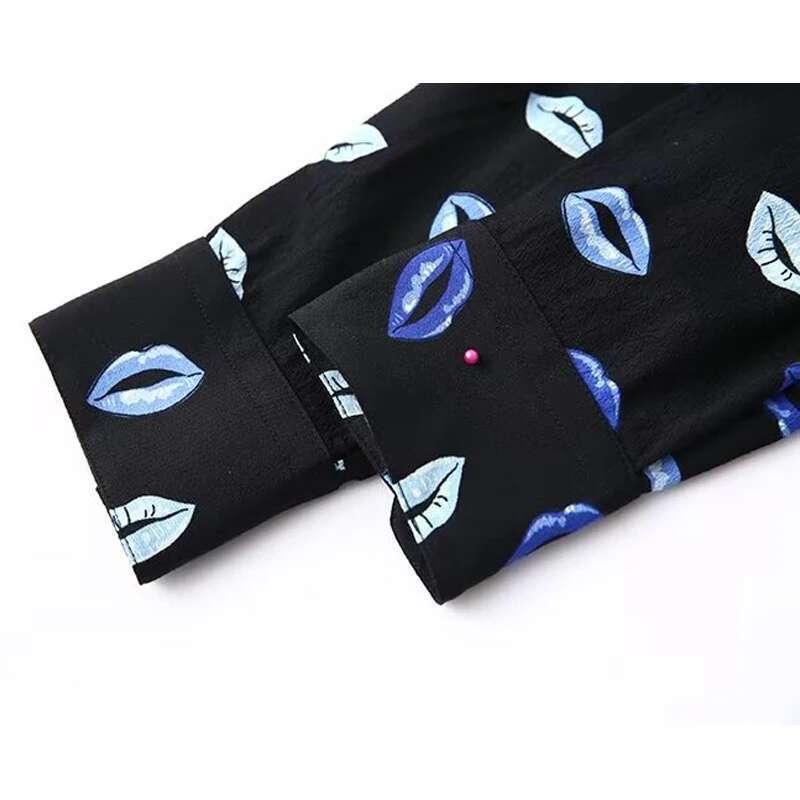 Women's Print Button Up Long Sleeve Shirts And Blouses For Women Asymmetric Collared Shirt Woman