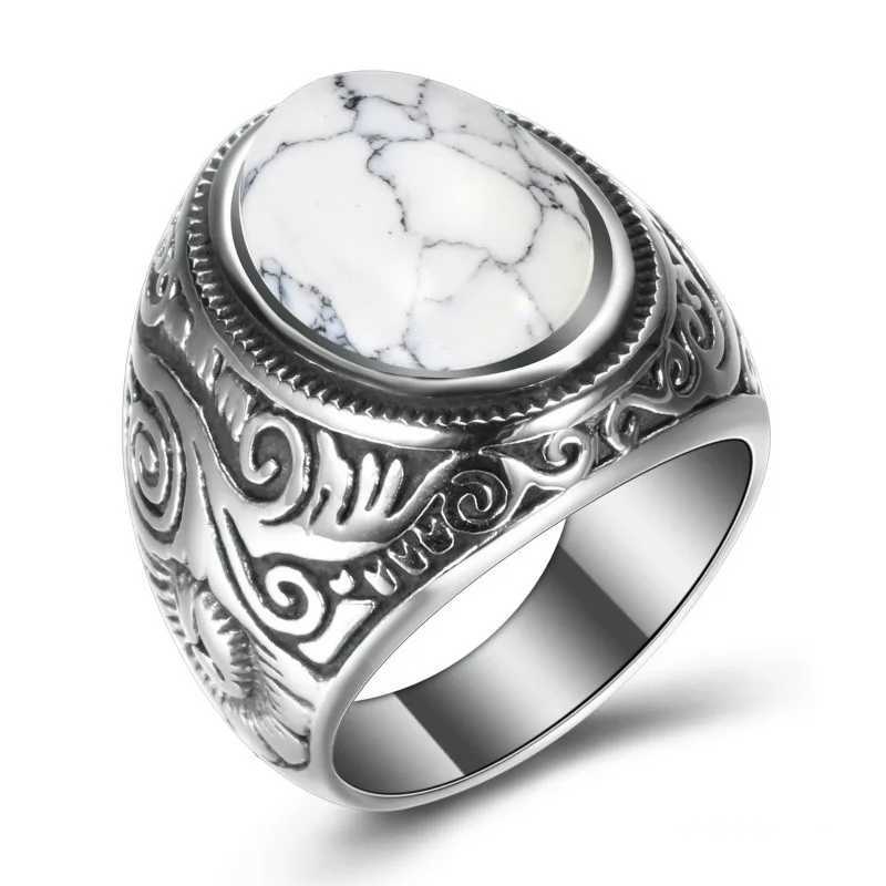HNSP 316L Stainless Steel Natural Stone Ring For Men Vintage Jewelry Tiger Eyes Stone Rings Male Finger AccessoryXJ250219