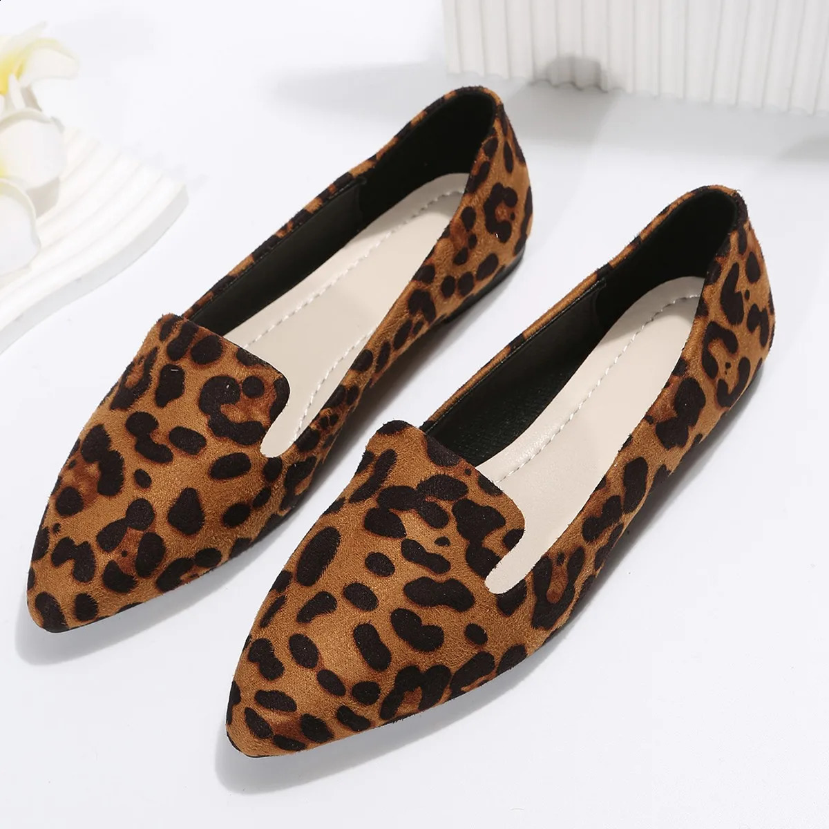 BCEBYL Loafers Flats Leopard Pointed Toe Casual Women Shoes Comfortable Walking Mujer Zapatos Wear-resisting 250122